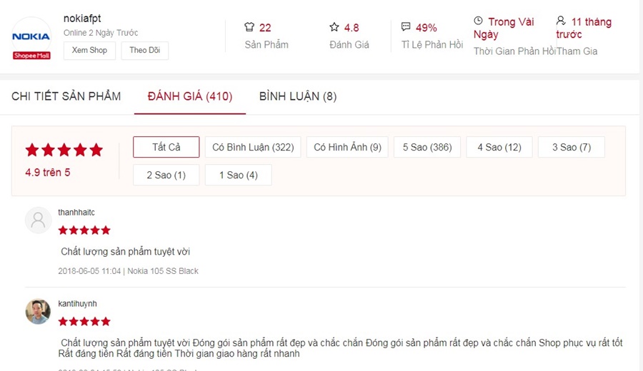 Sử dụng dịch vụ đánh giá 5 sao